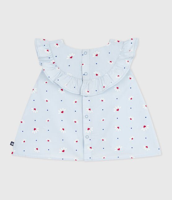 Babies' sleeveless floral-print cotton poplin blouse FRAICHEUR blue/MULTICO white