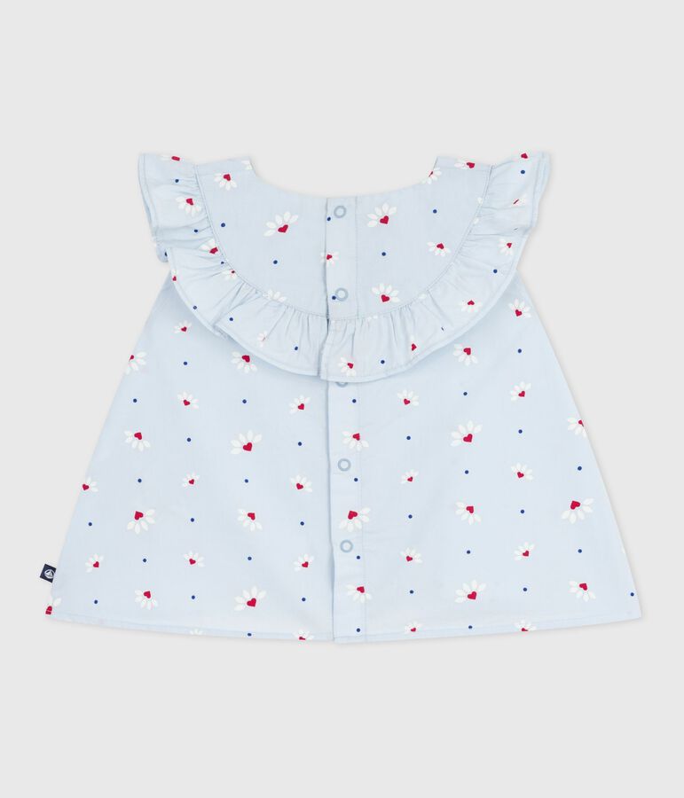 Babies' sleeveless floral-print cotton poplin blouse blue/multicolor