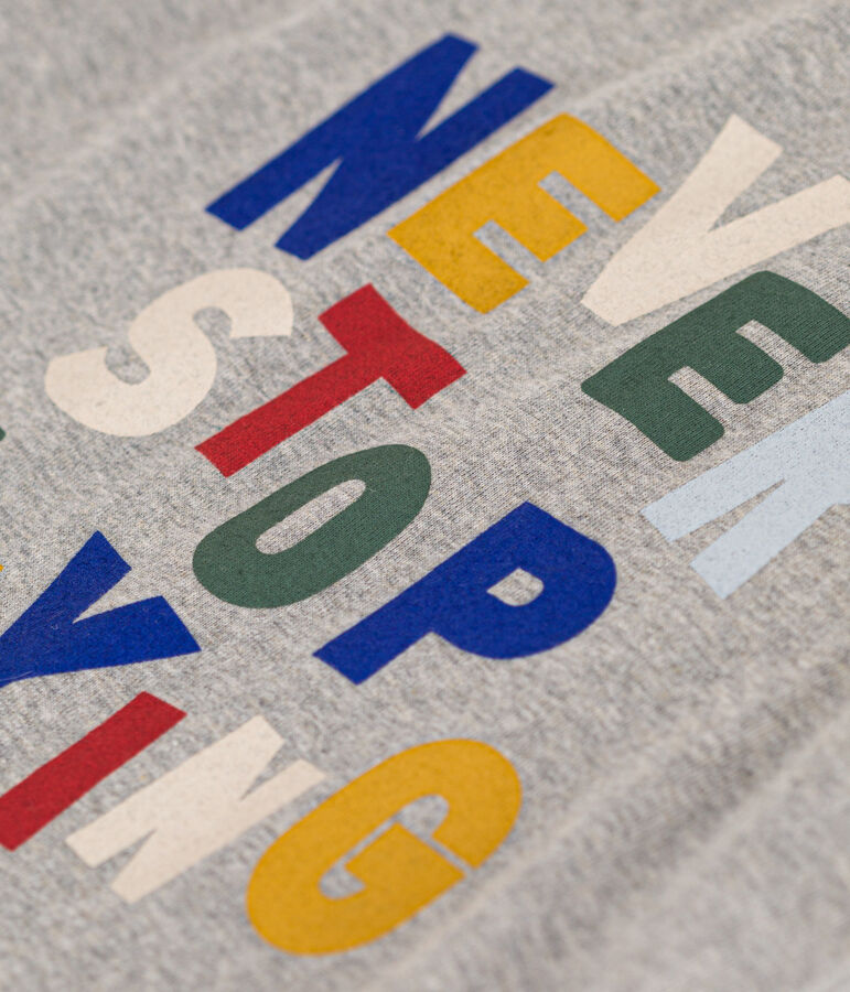 Boys' Printed Lightweight Jersey T-shirt CHATON CHINE grey