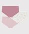 Pack of children's high-waisted pants in openwork cotton with a floral pattern multicolor