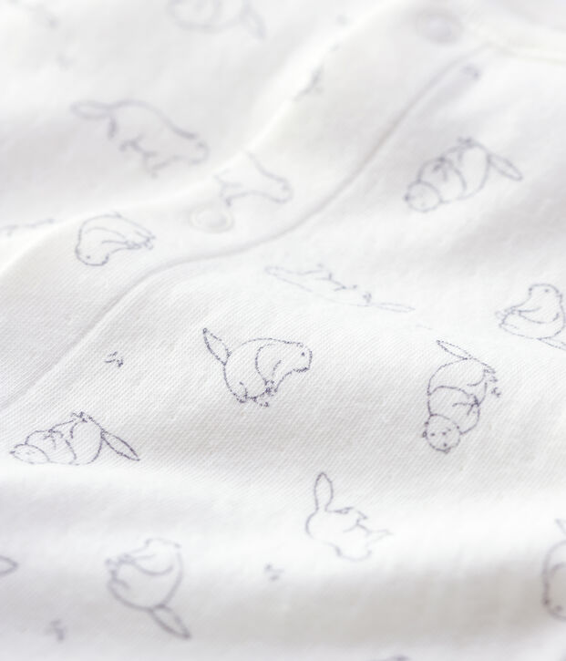 Babies' Marmot Patterned Organic Cotton Jumpsuit white/grey