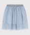 Girls' plain sequinned tulle skirt CO2 blue/ARGENT