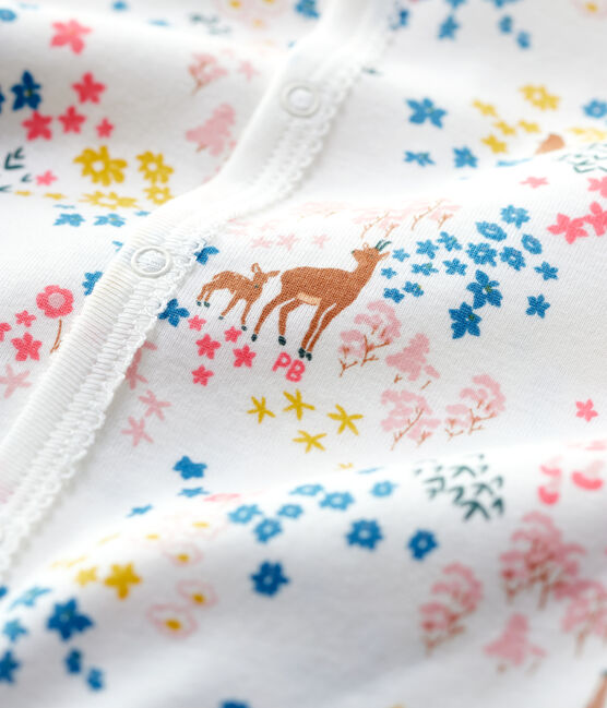 Babies' Floral Organic Cotton Sleepsuit MARSHMALLOW white/MULTICO white