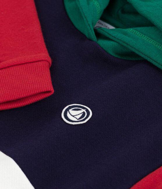 Children's colourblock cotton hoodie SOIR blue/MULTICO