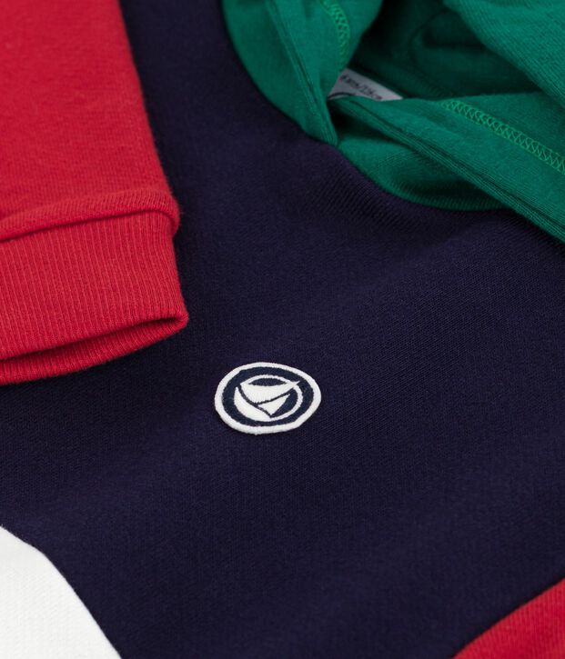 Children's colourblock cotton hoodie blue/multicolor