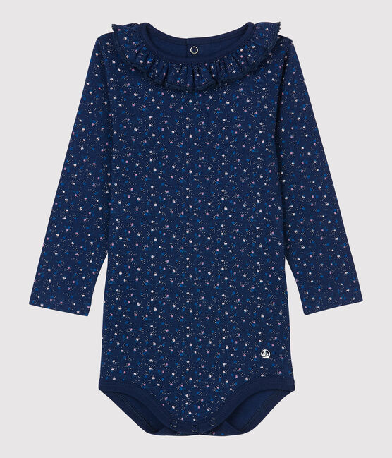 Babies' Cotton Bodysuit MEDIEVAL blue/MULTICO white