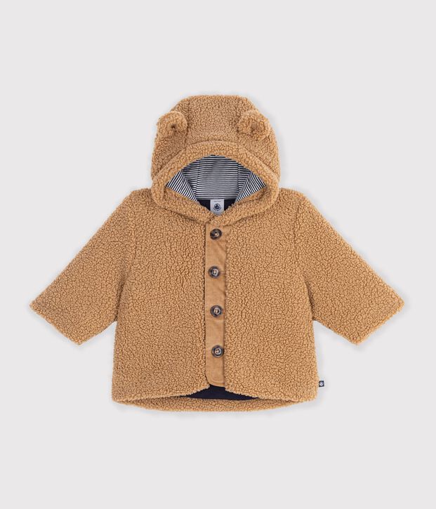 Babies' sherpa coat with a hood LATTE