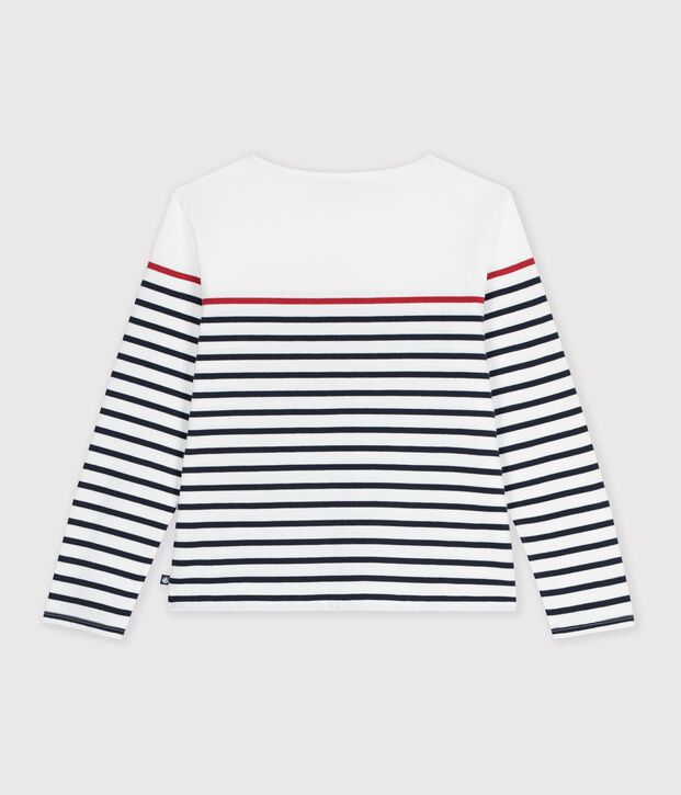 Women's cotton Breton T-shirt top white/multicolor