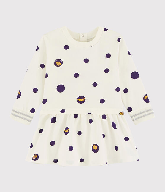 Baby girl's long-sleeved dress MARSHMALLOW white/MULTICO white
