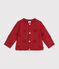 Babies' cotton cardigan with a heart pattern red