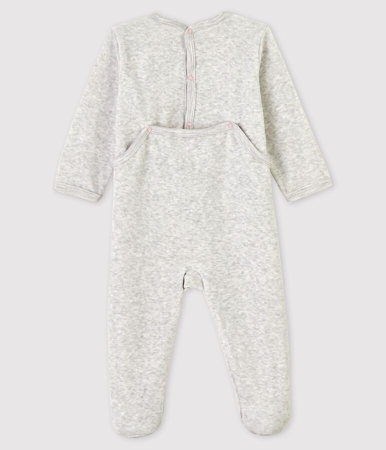 Babies' Marled Grey Velour Sleepsuit BELUGA CHINE grey
