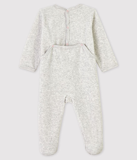 Babies' Marled Grey Velour Sleepsuit BELUGA CHINE grey