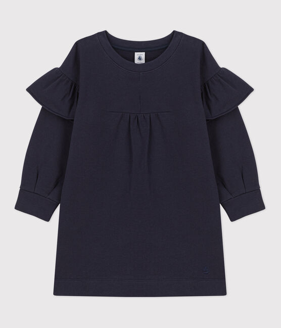 Girls' Long-Sleeved Fleece Dress MEDIEVAL blue