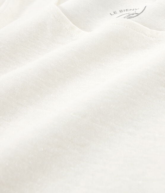 Tee-shirt manches longues femme en lin MARSHMALLOW white