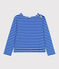 Women's long-sleeved cotton Breton top PERSE blue/MARSHMALLOW white
