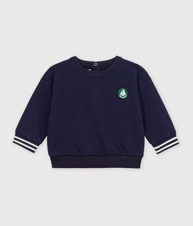 Babies' plain cotton sweatshirt with a badge SMOKING