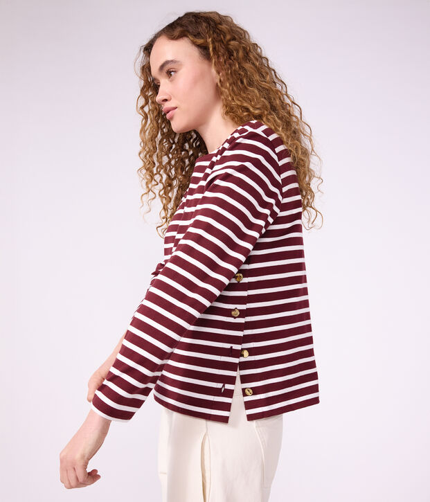 Women's cotton Breton top red/white