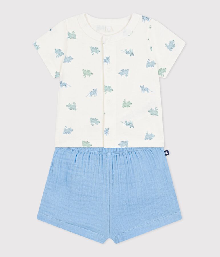 Babies' short 2-piece outfit in animal print cotton FLO /MULTICO