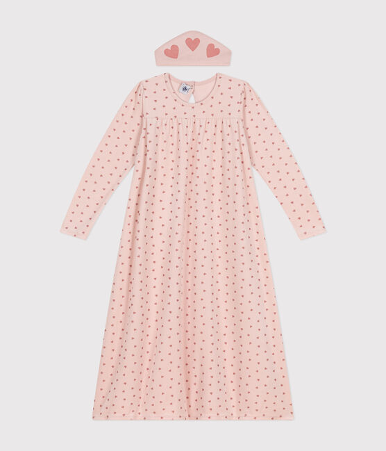 Children's velour hearts nightdress and tiara SALINE pink/ROSEWOOD