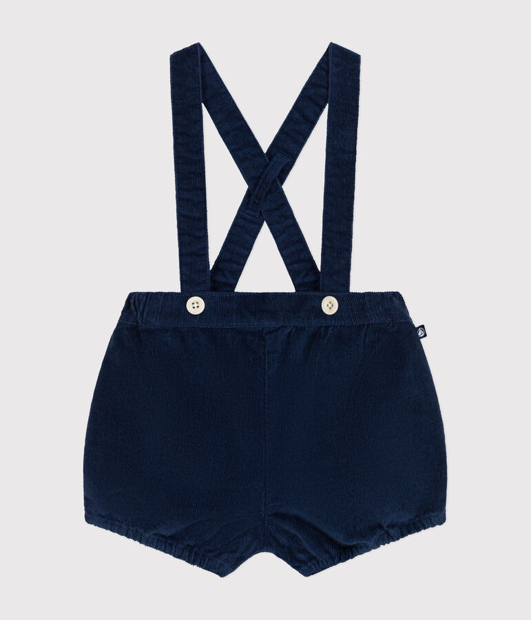 Babies' velvet shorts with straps blue