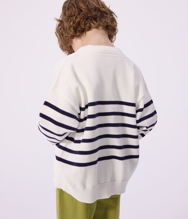 Children's stripy cotton cardigan blue/blue