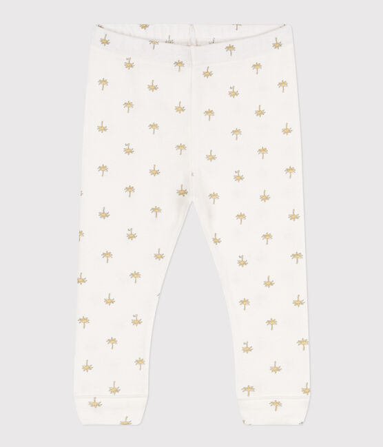Babies' Cotton Floral Print Leggings MARSHMALLOW white/GRIS grey