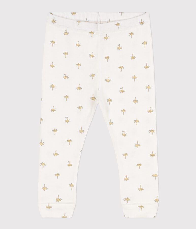 Babies' Cotton Floral Print Leggings white/grey