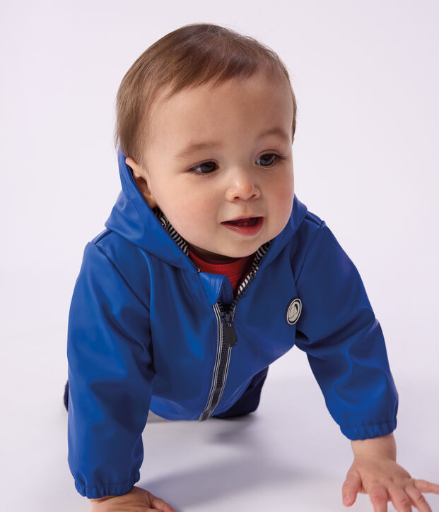 Babies' jacket in plain PU blue