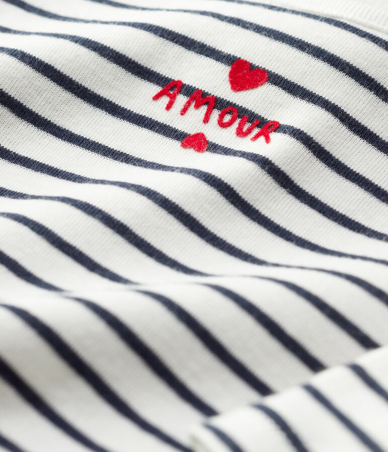 Babies' Sailor Striped Organic Cotton Bodysuit white/blue