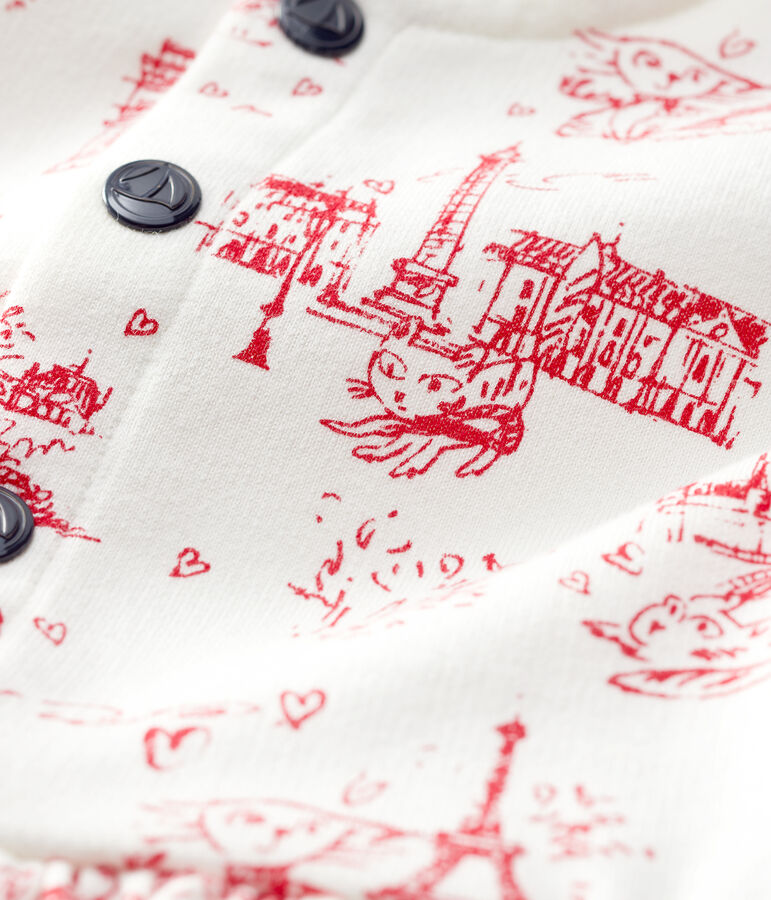 Baby girls' short-sleeved fleece dress white/red