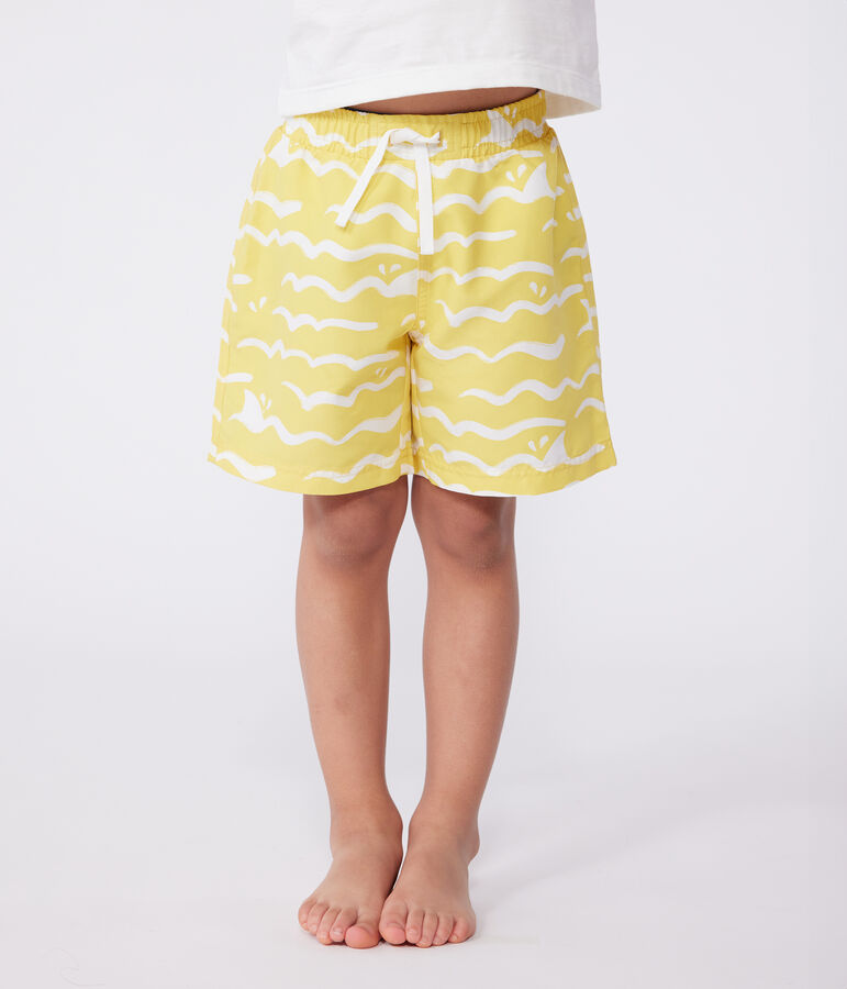 Children's printed swim shorts ORGE yellow/MARSHMALLOW white