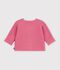 Baby cardigan knitted in garter stitch in plain cotton pink