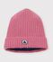 Children's polar fleece-lined knitted beanie hat pink