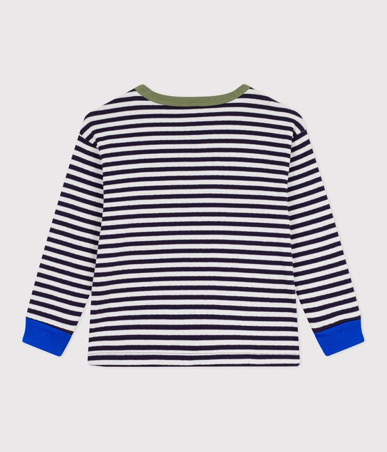 Children's long-sleeved stripy cotton T-shirt SOIR blue/MILK