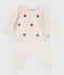 Babies' two-piece knitted outfit with embroidered hearts MARSHMALLOW red/POMPEI