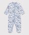 Babies' fleece onesie with a snowman print blue/multicolor