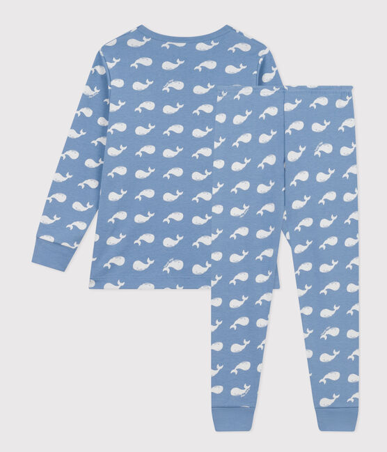 Children's Cotton Whale Print Pyjamas BEACH blue/MARSHMALLOW