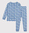 Children's Cotton Whale Print Pyjamas BEACH blue/MARSHMALLOW
