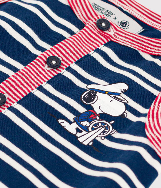 Babies' Petit Bateau X Snoopy Light Jersey Playsuit MEDIEVAL blue/MULTICO white