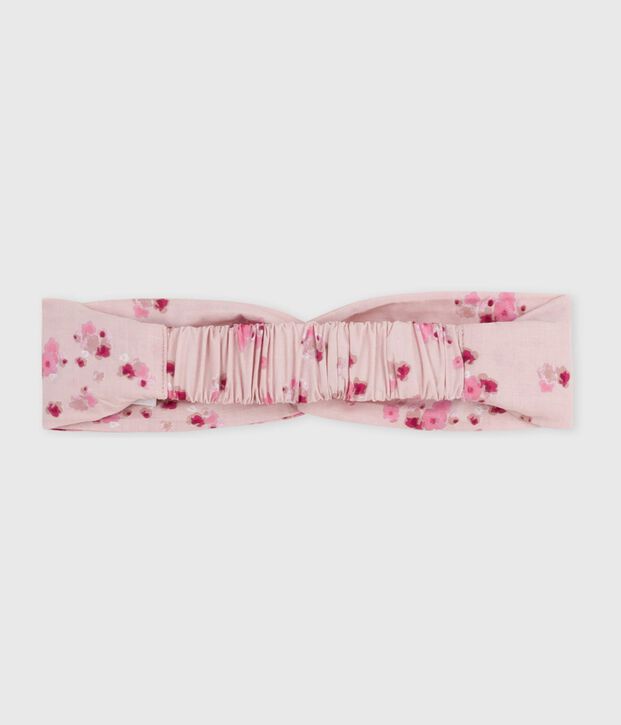 Babies' hairband in floral-print poplin pink/multicolor
