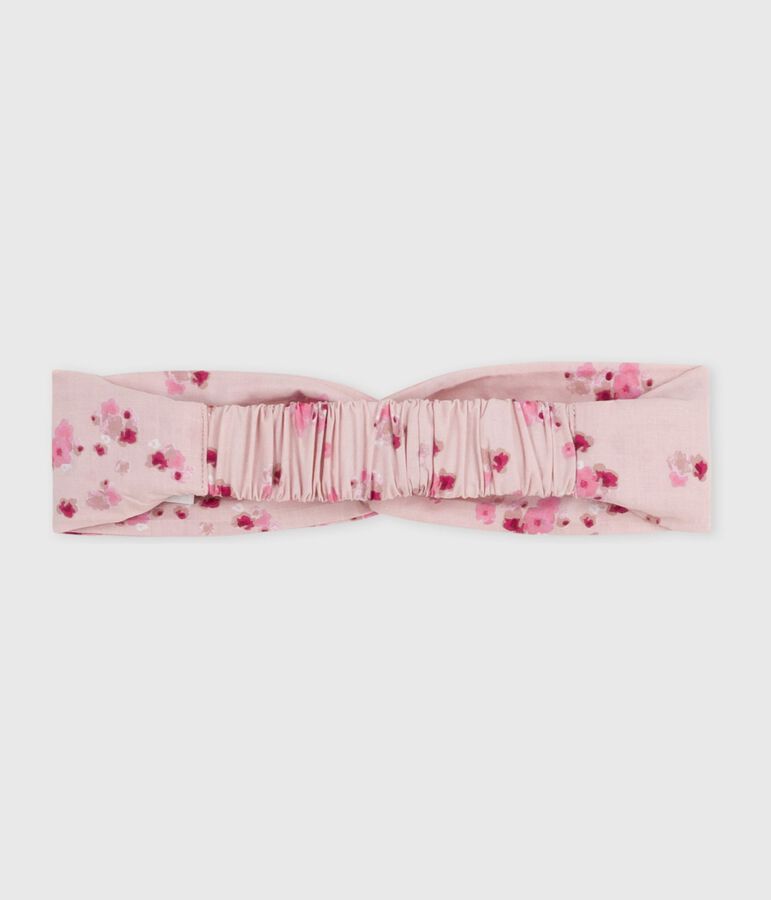 Babies' hairband in floral-print poplin pink/multicolor
