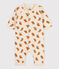 Babies' Owl Themed Cotton Jumpsuit AVALANCHE white/ECUREUIL