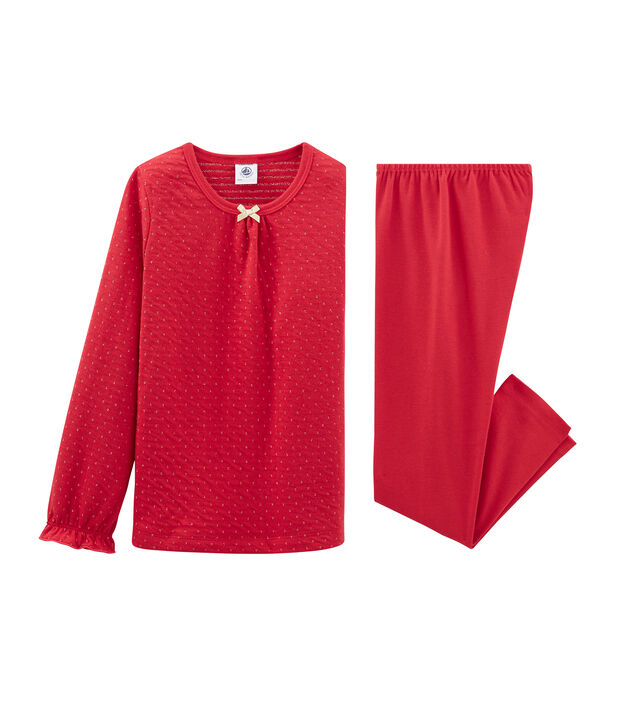 Girls' Tube Knit and Rib Knit Pyjamas red/yellow