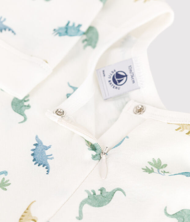 Babies' dinosaur pattern cotton pyjamas white/multicolor