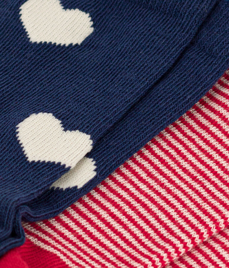 Children's Cotton Jersey Heart Socks - Pack of 2 multicolor