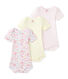 Set of 3 baby girls' short-sleeved bodysuits