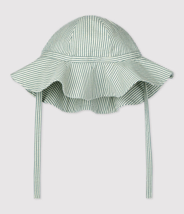 Babies' Striped Seersucker Floppy Hat green/white