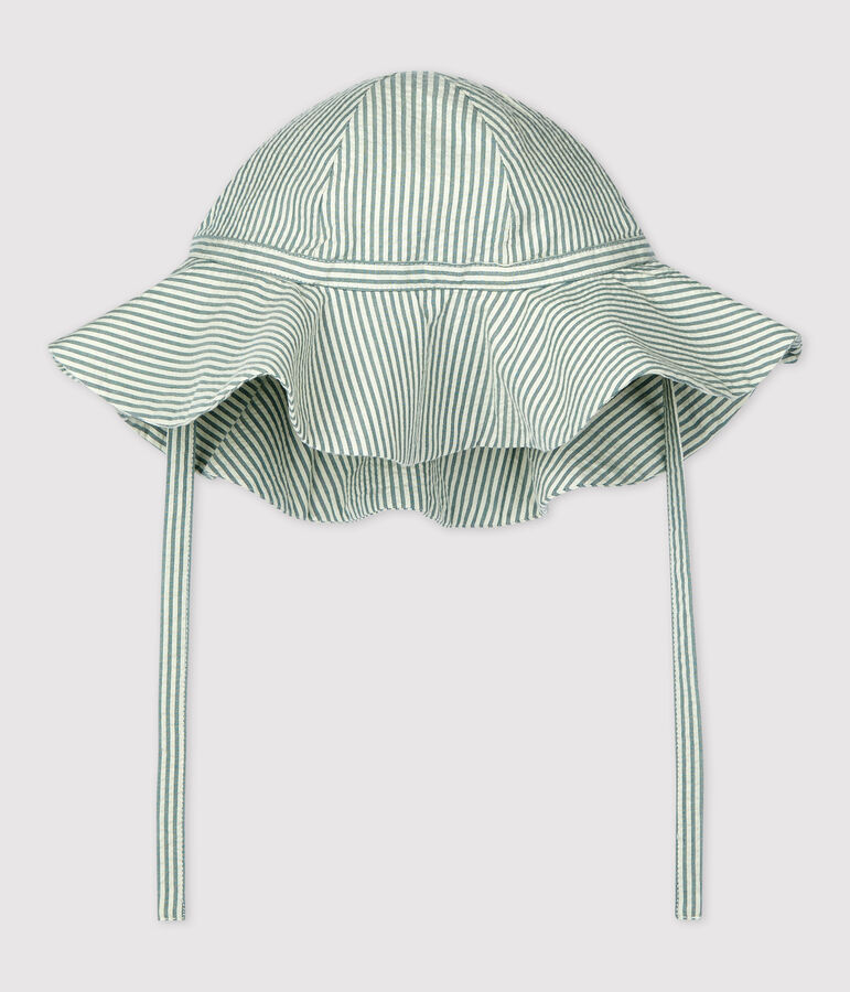 Babies' Striped Seersucker Floppy Hat green/white