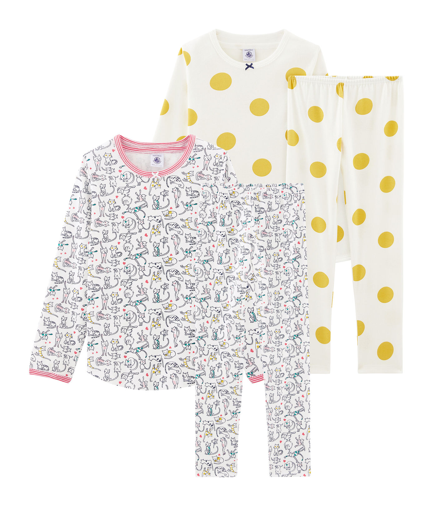 Girls' Ribbed Pyjamas 2Piece Set Petit Bateau