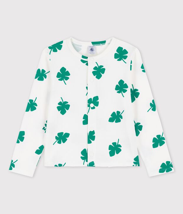 Girls' Printed Fleece Cardigan white/green